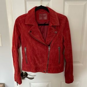 BLANK NYC Red Suede Moto Jacket